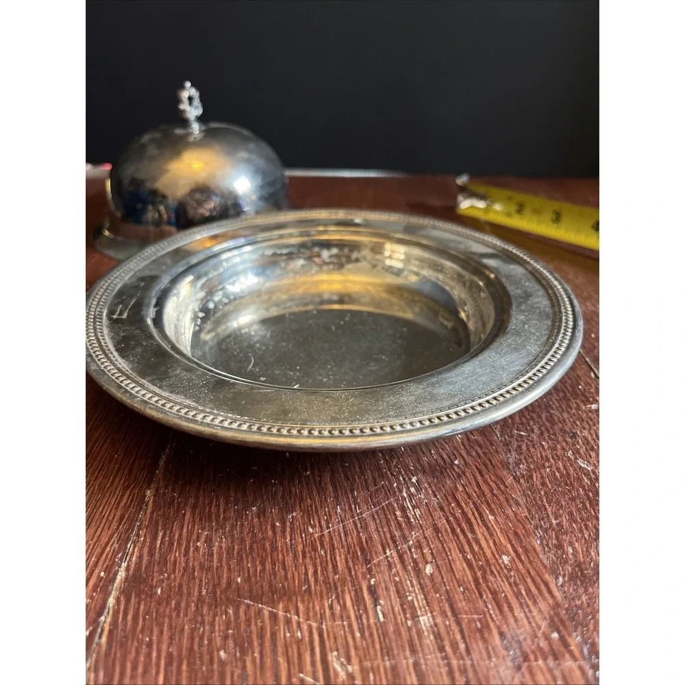 Vintage Oneida Silver‎ Colonial Suite Round Covered Butter Dish Silverplate
